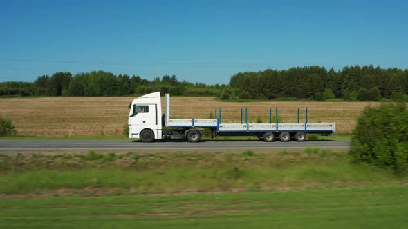 Aerial View of a Truck on the Highway