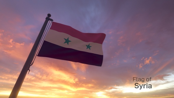 Syria Flag on a Flagpole V3