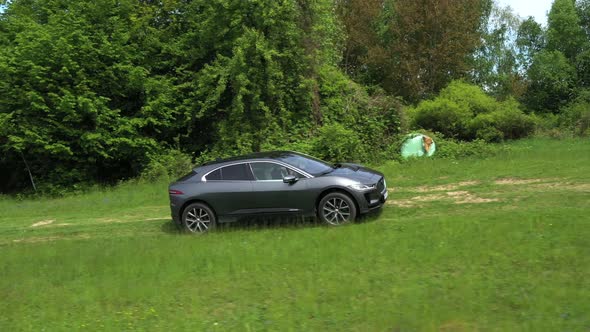 A view of driving in nature on an electric drive