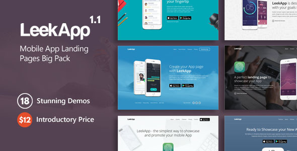 LeekApp - Mobile App Landing Pages Big Pack