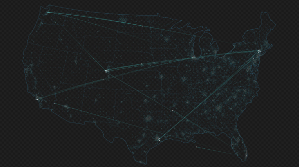 The United States of America Map Point And Line Hud alt