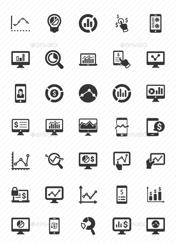 Online Business Report Icons - Gray Version