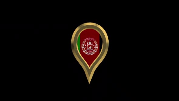 Afghanistan Flag 3D Rotating Location Gold Pin Icon