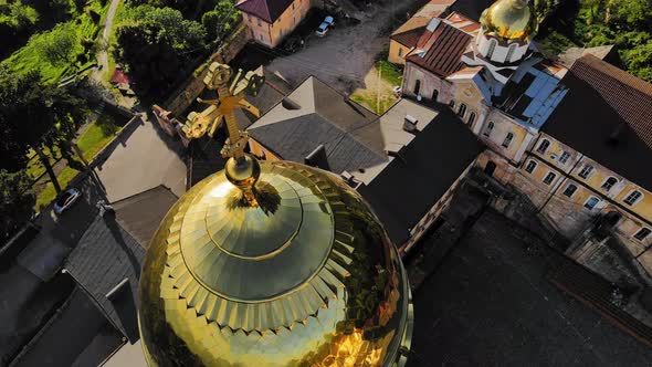 Beautiful Orthodox New Athos Monastery with Golden Domes in the New Athos