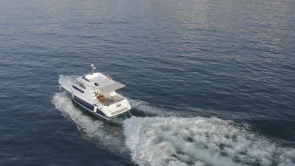 Trabzon City Mountains Sea And Following Speed Boat Aerial View 3