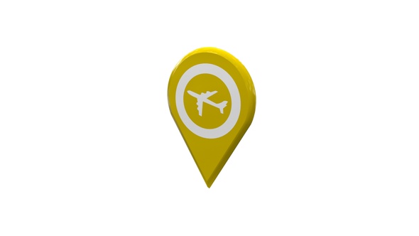 Yellow Airport Map Location 3D Pin Icon V4