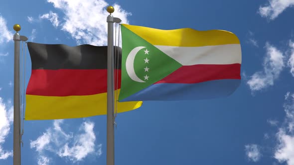Germany Flag Vs Comoros On Flagpole