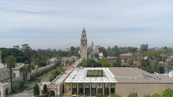 Aerial view of the California Tower in Balboa Park