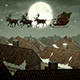 Santa Claus And Deers Flying Over Night City - VideoHive Item for Sale