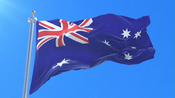 Australia Flag Waving. Loop