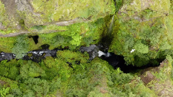 Top View Of Nauthusagil Canyon On South Coast Of Iceland - aerial drone shot