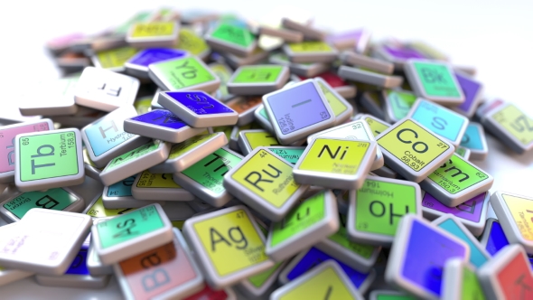 Erbium Er Block on the Pile of Periodic Table of the Chemical Elements Blocks