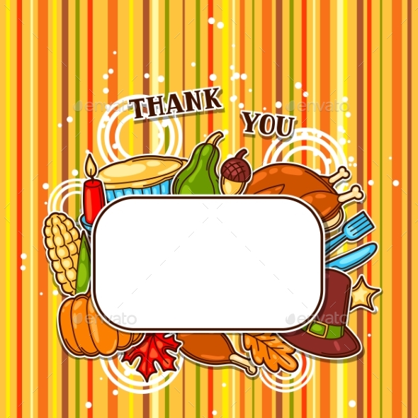 Happy Thanksgiving Day Frame with Holiday Objects