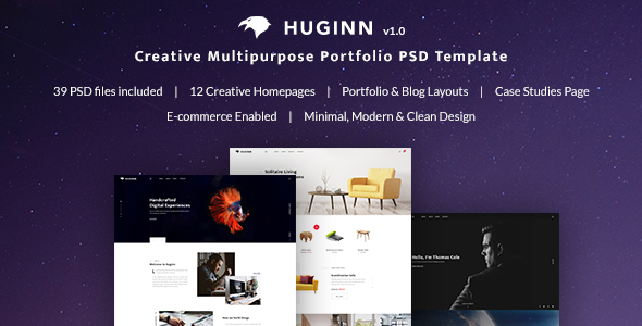 Huginn - Creative Multi-Purpose Portfolio PSD Template