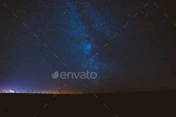 Dark Night Starry Sky Background. Blue Starry Sky Above Field An / Photodune, Misc