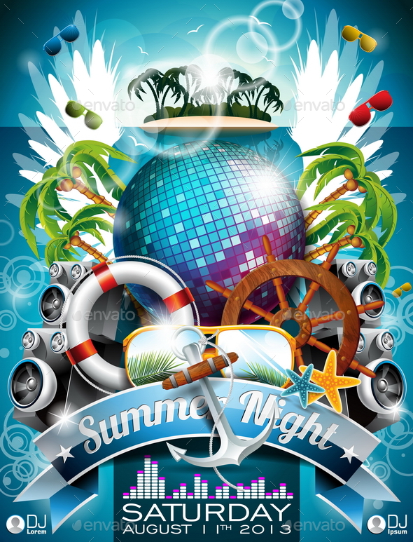 Beach Party Poster Graphics Designs Templates