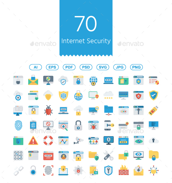 Internet Security flat icons