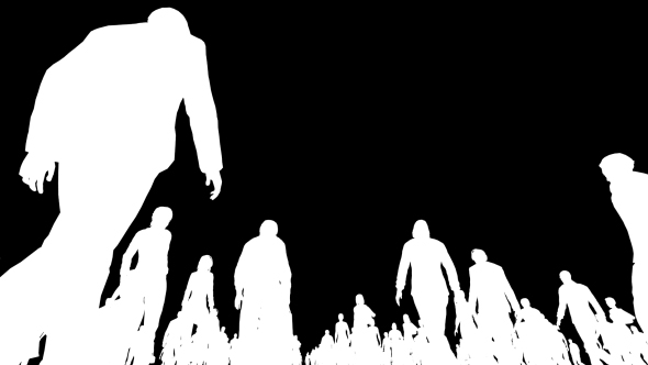 White Silhouettes of People Walking alt
