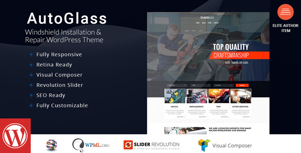 AutoGlass - Windshield Installation & Repair WordPress Theme
