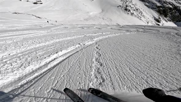 Freeride Skiing in Winter Mountains Backcountry Adrenaline Sport