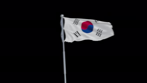 4K South Korea flag transition with alpha. two step