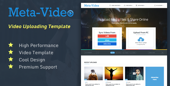 Meta Video | Photo/Video/Audio Uploading Social HTML Template