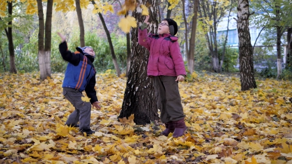 The Time of Year, Autumn. Children Playing in the Nature