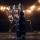 Two Flutes with Sparkling Wine Over Holiday Bokeh Blinking Background - VideoHive Item for Sale