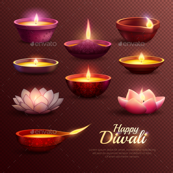 Diwali Celebration Icons Set