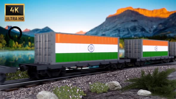 Train and Containers with India Flag