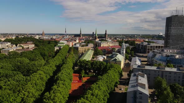 Gorgeous Aerial Footage of Riga Lots of Trees in the Streets Latvia