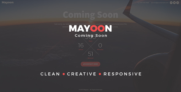 Mayoon - Clean & Responsive Coming Soon Template