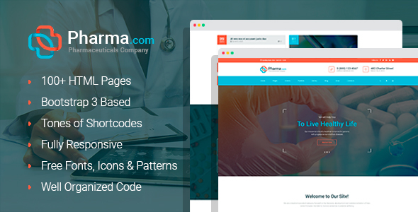 Pharma+ – Pharmaceuticals Company and Shop HTML Template with Builder