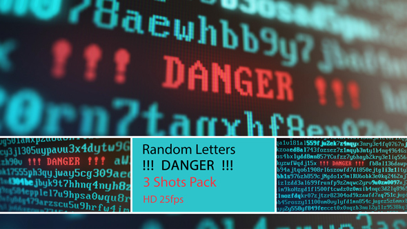 Random Letters and Numbers - DANGER on a Computer Screen