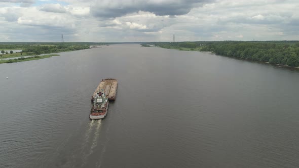 Barge on the River Volga