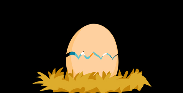 Cartoon Bird and Cracked Egg