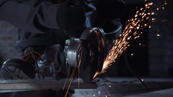 Angle Grinder and Sparks alt