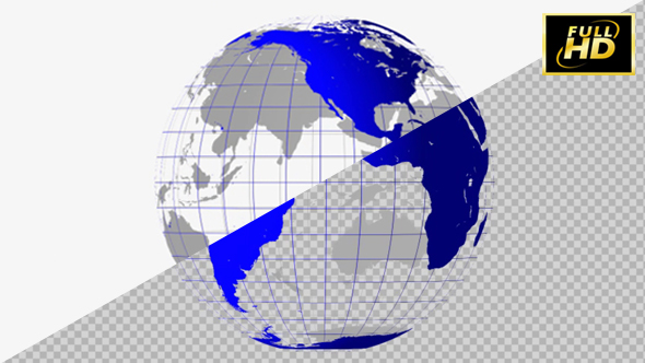 Earth Globe 3D (Blue + Grid)