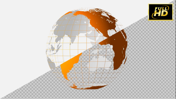 Earth Globe 3D (Orange + Grid)