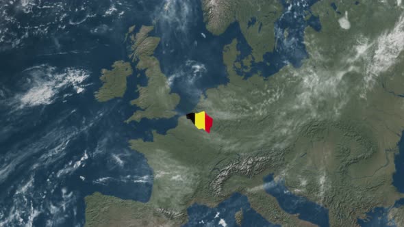 4K Globe Map of Belgium with a flag (Highlighted)