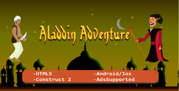 Aladdin Adventure Autorunner (HTML5 Game + Construct 2 CAPX)