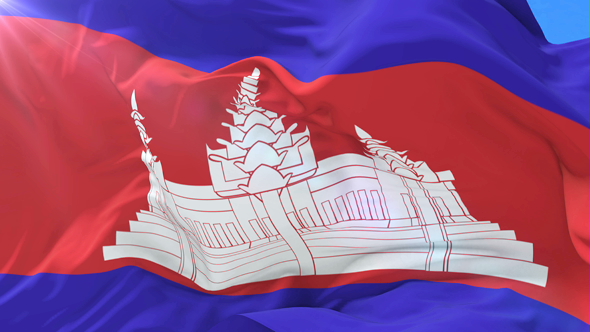 Cambodia Flag Waving