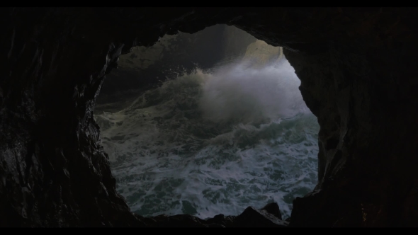 Sea Cave and Rough Water Stream in Rosh Hanikra