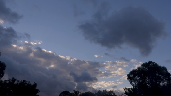 Dramatic Clouds Moving in the Sky Before Sunset