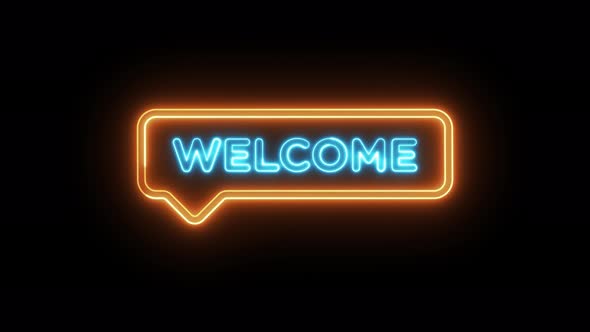 Welcome Neon Sign Speech Bubble 4K