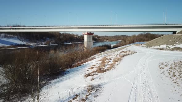 Spring, River, Bridge And Ice Drift