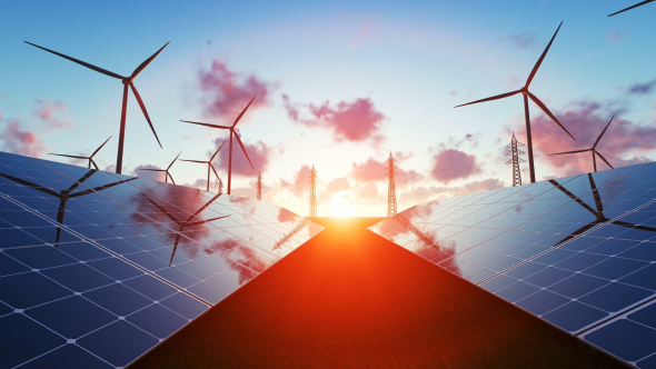 Solar Panels at Sunset alt