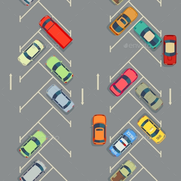 Urban Cars Seamless Texture Parking with Cars