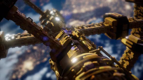 International Space Station in Outer Space Over the Planet Earth alt