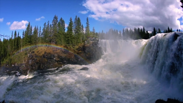 Ristafallet Waterfall in the Western Part of Jamtland